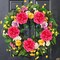 Spring Summer Wreaths for Front Door, 24 Inch Large Spring Summer Door Wreath with Vibrant Peonies Hibiscus Flowers, Spring Wreath for Front Door Farmhouse Porch Wall Window Indoor Outdoor